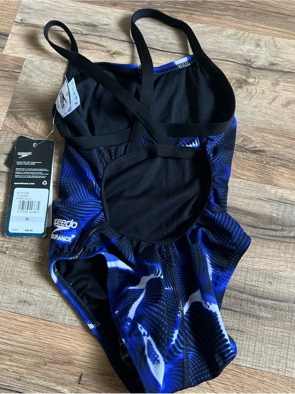 New Speedo Size 20 Girls Swimsuit One Piece Endurance+ FlyBack Blue Racing Cut